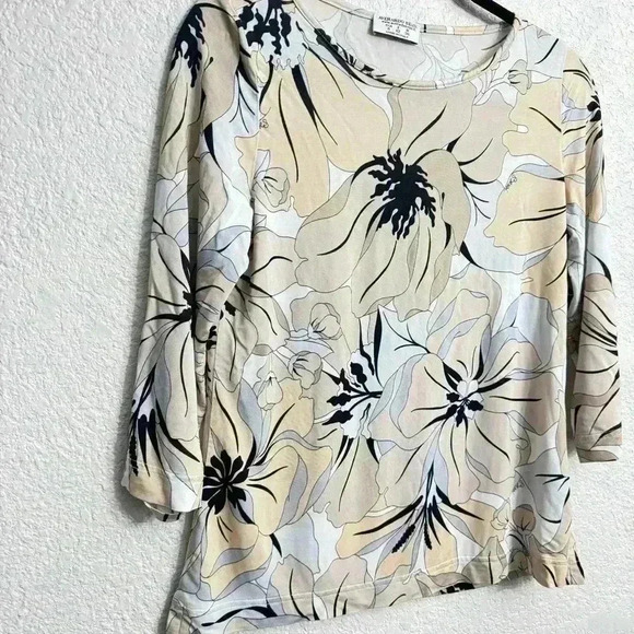 Averardo Bessi Beige/Cream Floral Blouse - Size 8 - Picture 3 of 7